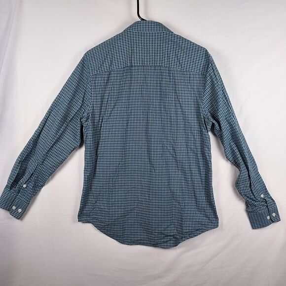 Perry Ellis M Cotton Check Button-Up Shirt Long Sleeve Casual Grid Pattern - Picture 2 of 9